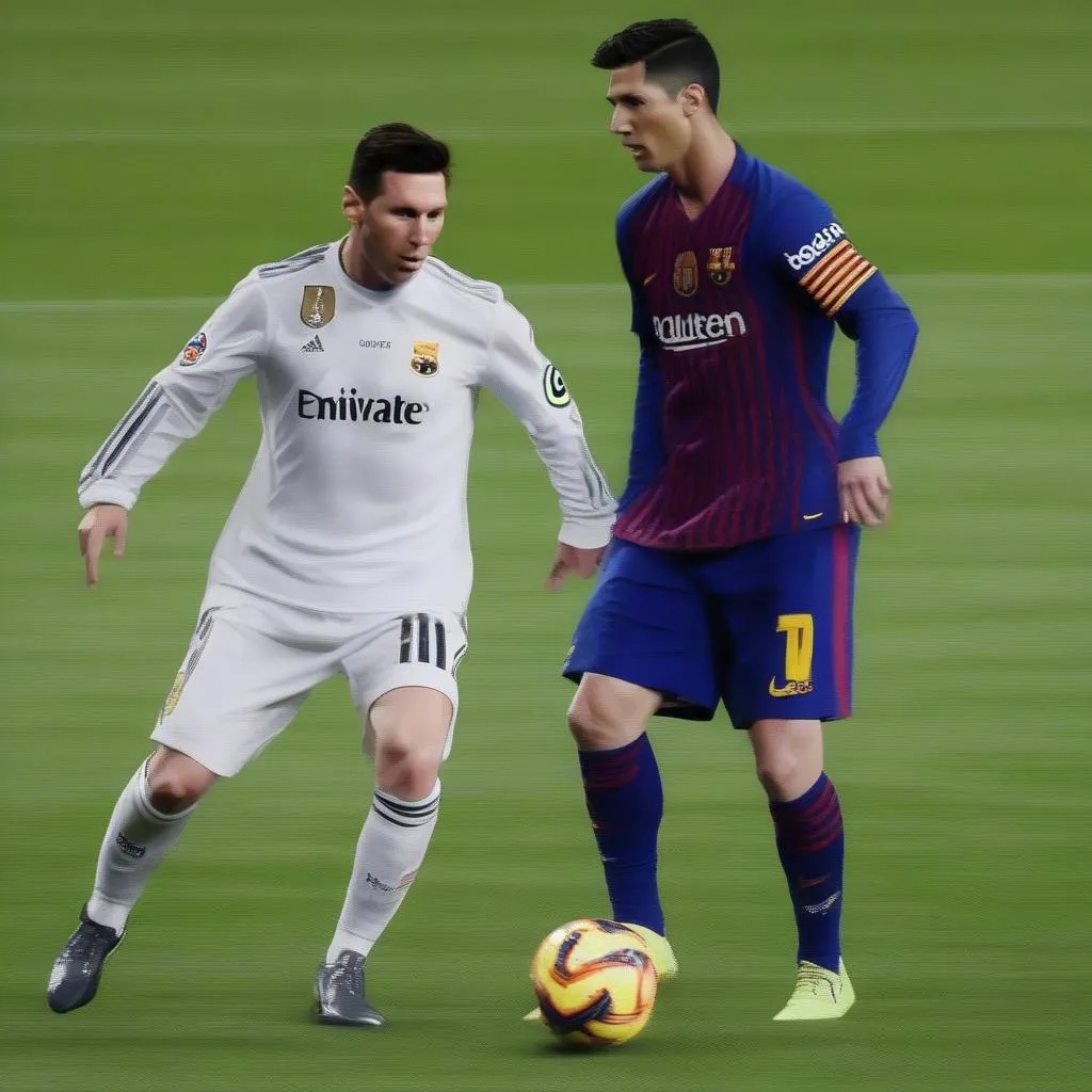 Lionel Messi, Cristiano Ronaldo đối mặt với nhau trong trận đấu El Clasico, đầy kịch tính, hấp dẫn, ghi bàn thắng đẹp mắt, tạo nên những khoảnh khắc lịch sử.