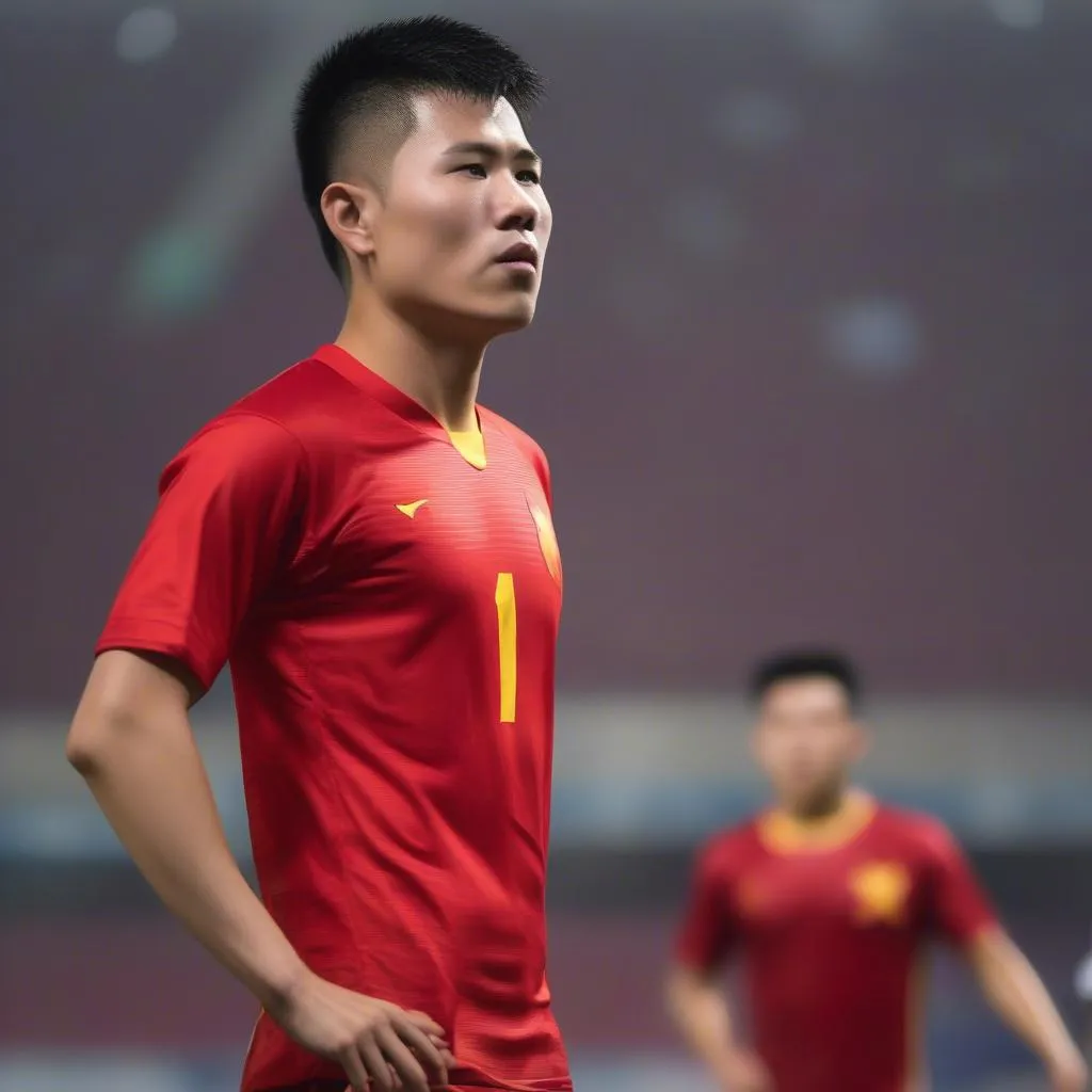 Bùi Tiến Dũng trong màu áo U23 Việt Nam tại giải U23 Châu Á 2018