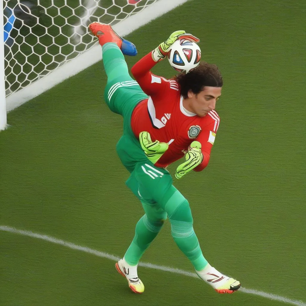 Guillermo Ochoa, thủ môn người Mexico, nổi tiếng với những pha cản phá ngoạn mục ở World Cup 2014.