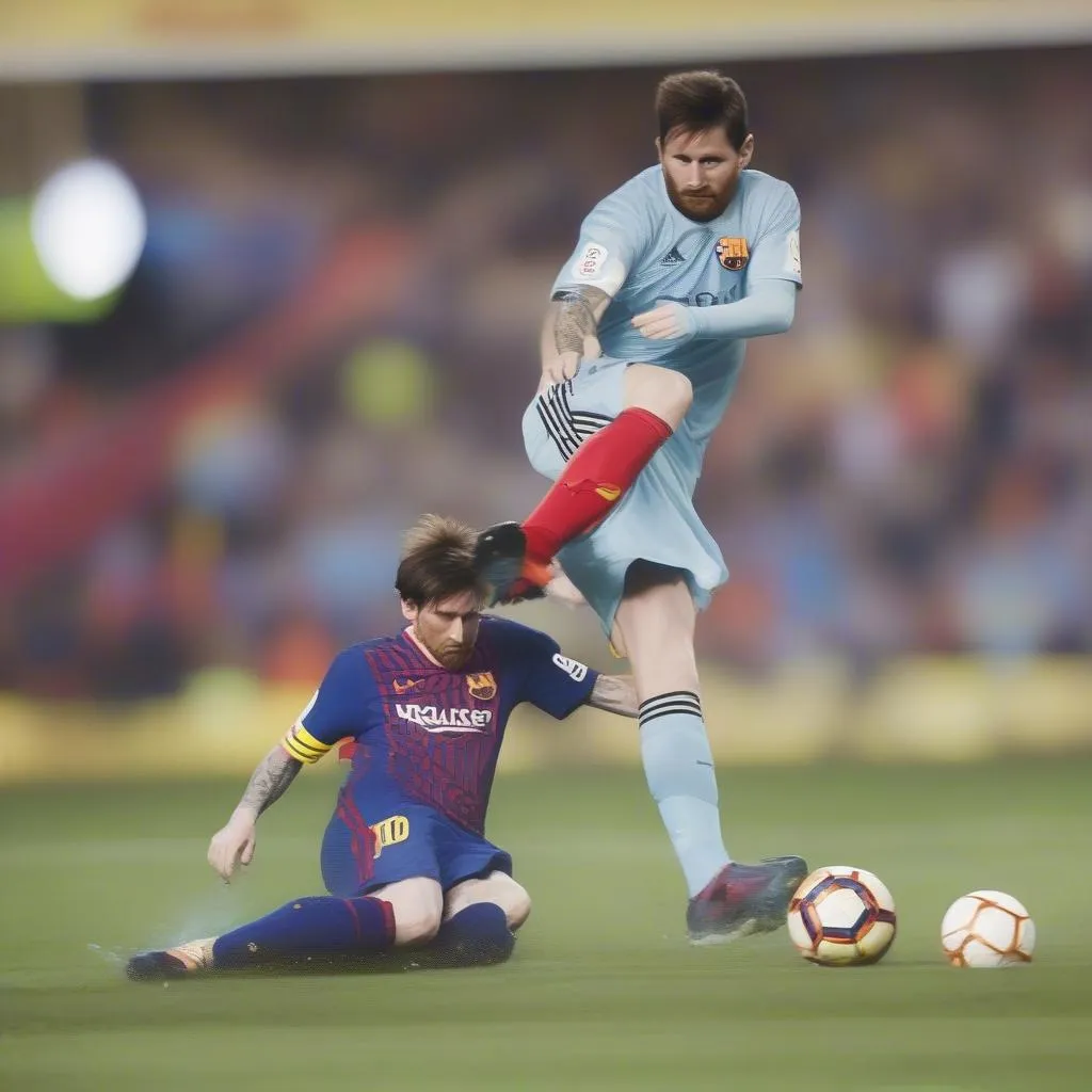 hậu vệ theo sát Messi