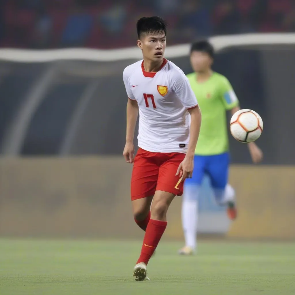 Bùi Tiến Dũng trong trận đấu U23 Châu Á 2018