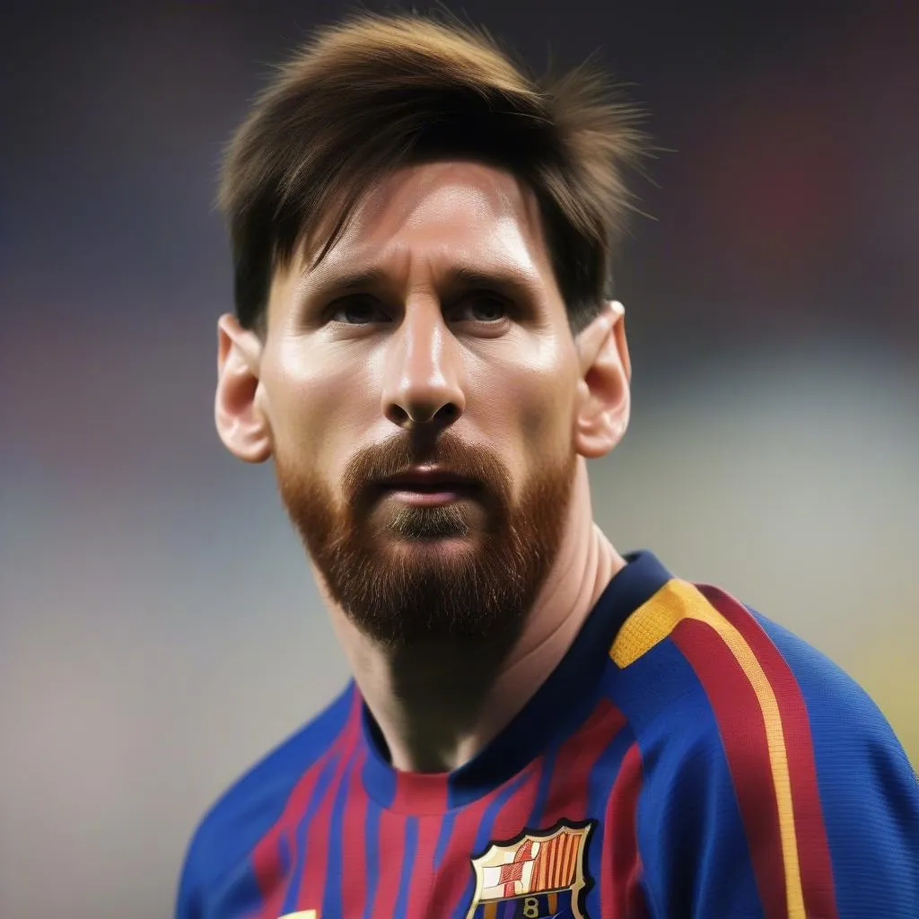 Hình ảnh Messi mâng suy nghĩ trong trận đấu