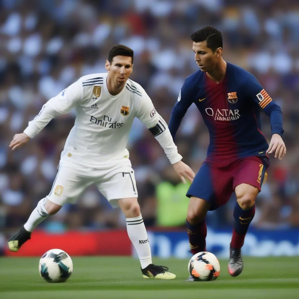 Lionel Messi và Cristiano Ronaldo trong trận El Clasico