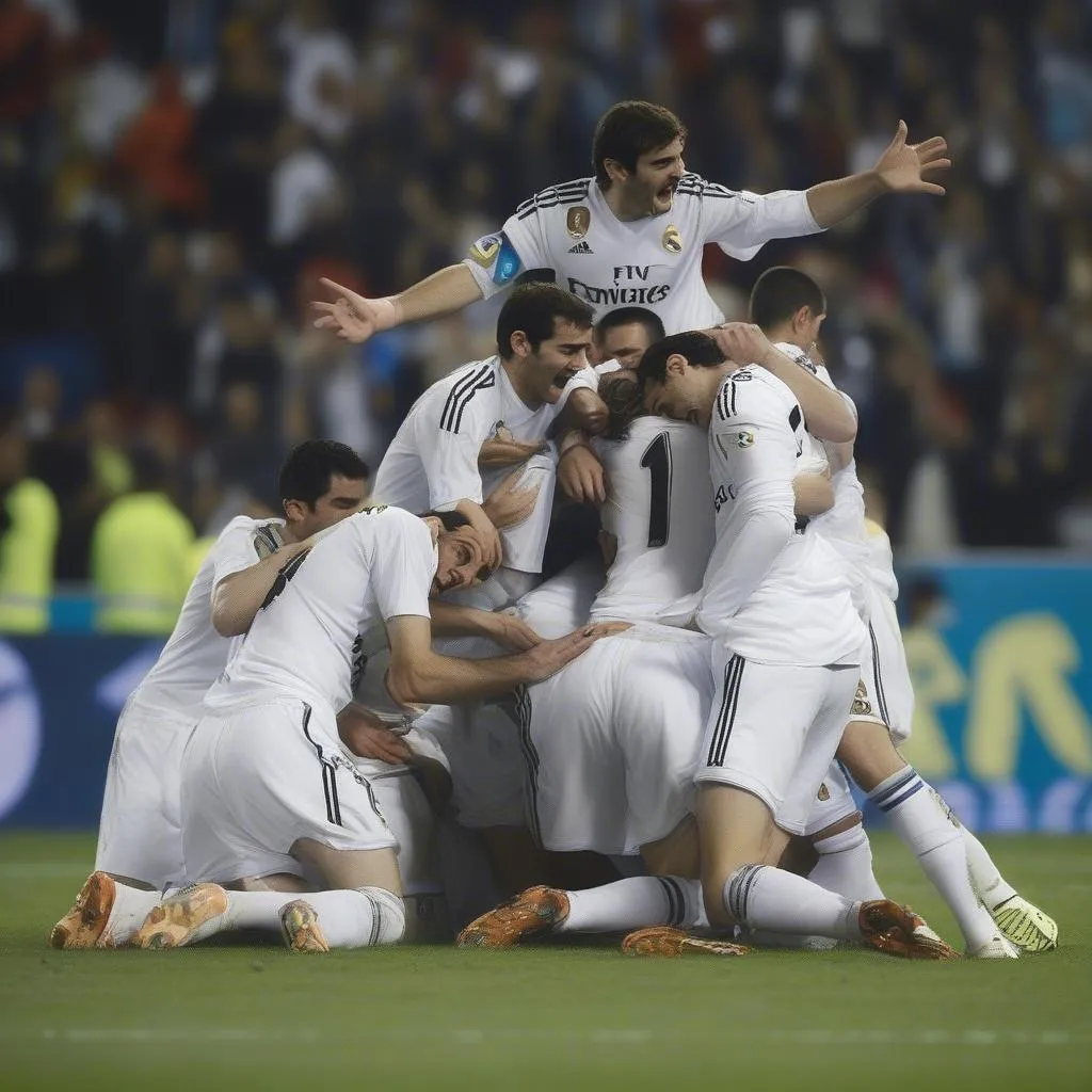 Casillas celebrating a victory with Real Madrid