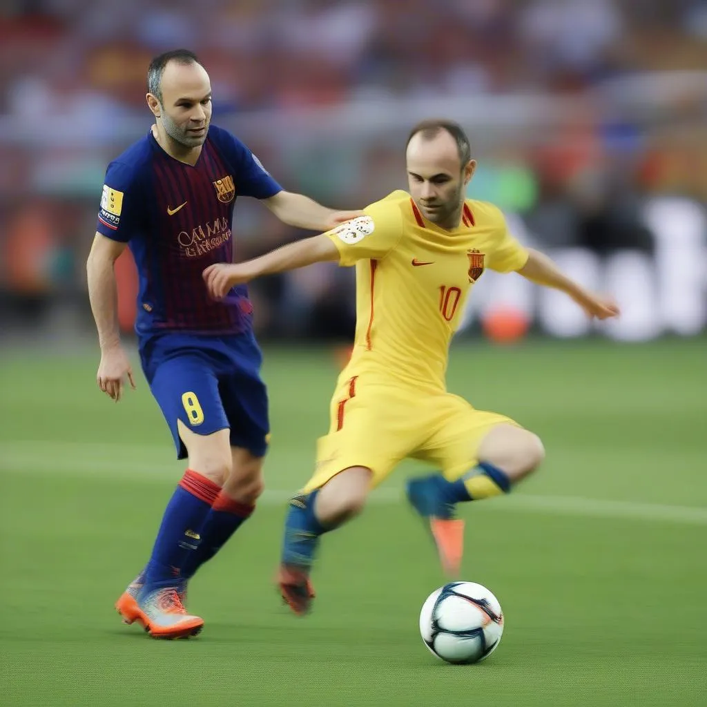 Iniesta dribbling the ball