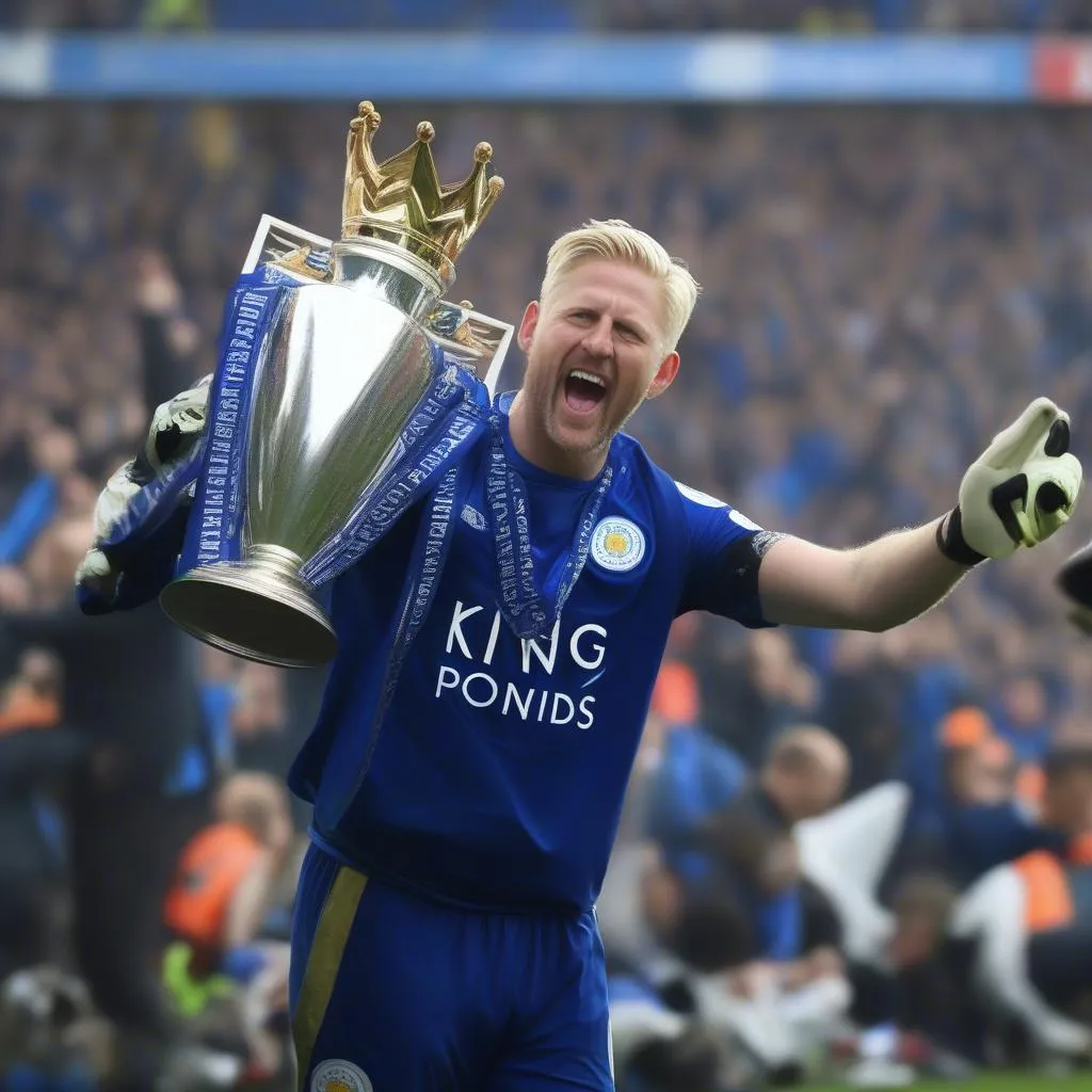 Kasper Schmeichel, một trong những thủ môn hay nhất của Leicester City, đã góp phần quan trọng giúp Leicester City giành chức vô địch Ngoại hạng Anh.