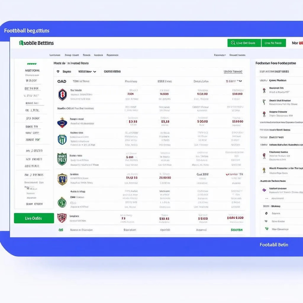 Giao diện cá cược bóng đá trực tuyến