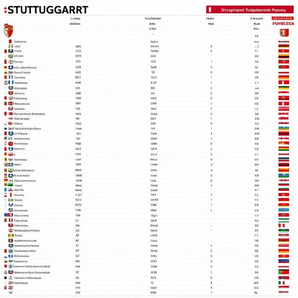 Bảng xếp hạng Stuttgart