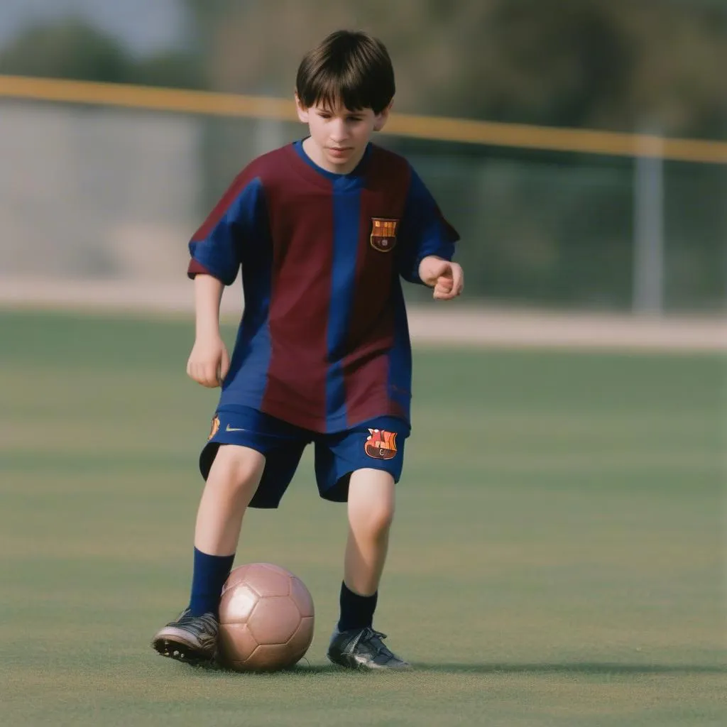 Leo Messi trong thời gian học tập tại La Masia, học viện bóng đá của Barcelona