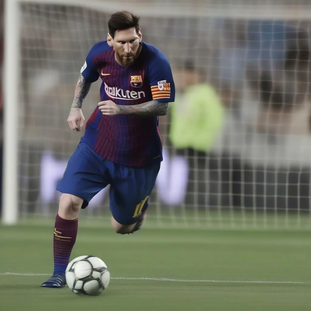 Hình ảnh Messi ghi bàn theo cách khó tin, thể hiện khả năng cảm nhận và điều khiển bóng phi thường.