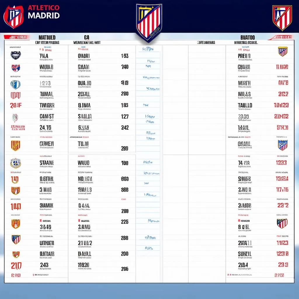 Lịch thi đấu Atletico