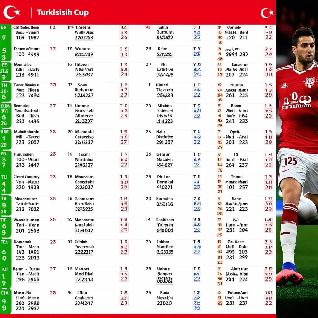 Lịch thi đấu bóng đá cúp Thổ Nhĩ Kỳ