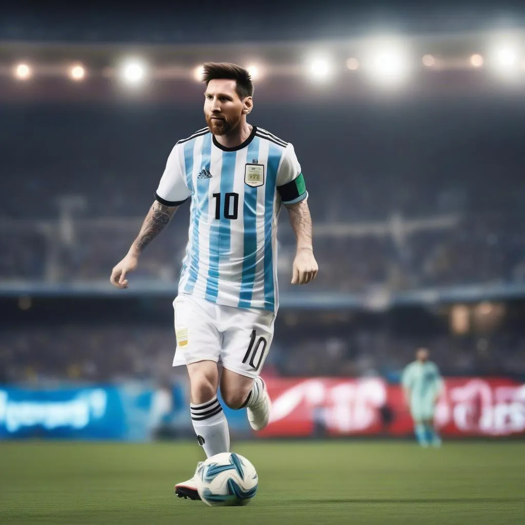 Hình nền Lionel Messi 2018 với áo đấu Argentina - "La Pulga" tỏa sáng trên sân cỏ