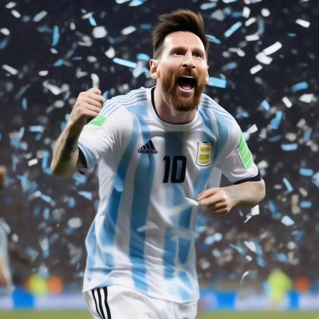 Lionel Messi Celebrating Goal