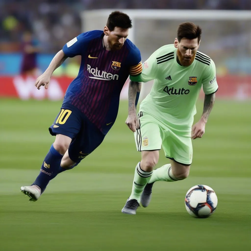 Messi đi bóng qua đối thủ