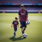 Mateo Messi luyện tập cùng bố Lionel Messi