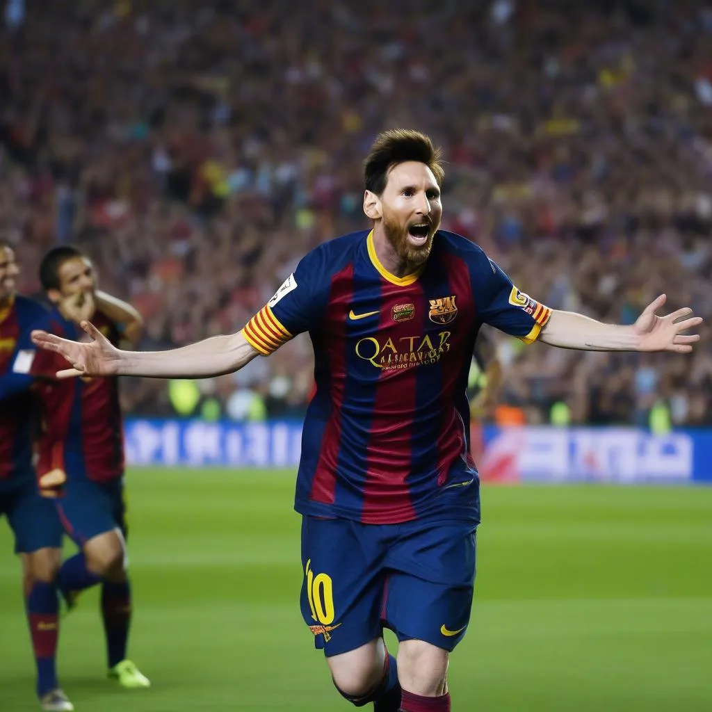 Hình ảnh Messi ghi bàn trong mùa giải La Liga 2014