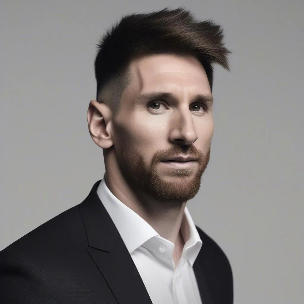 Kiểu tóc ngắn gọn gàng, vuốt dựng phía trước của Lionel Messi năm 2015