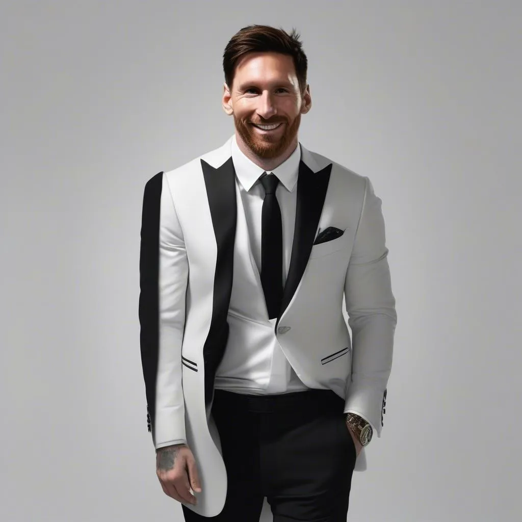 Messi trong bộ vest đen lịch lãm