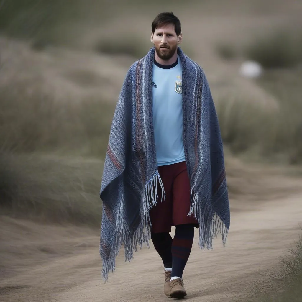 Messi áo poncho truyền thống