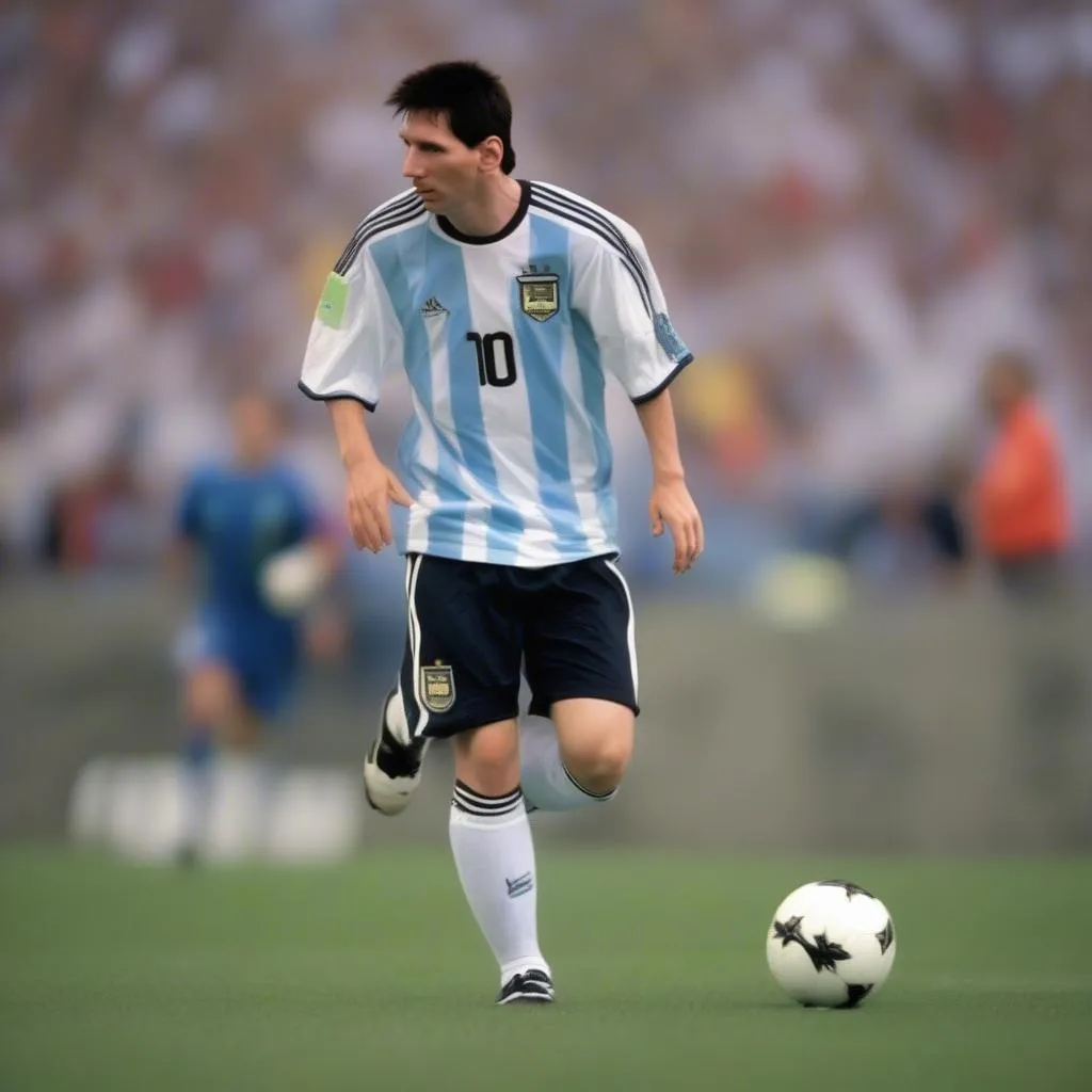 Hình ảnh Lionel Messi mặc áo số 16 cho đội tuyển Argentina