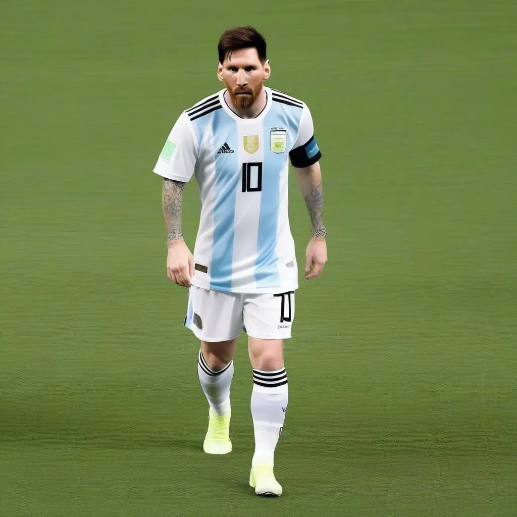 Hình ảnh Lionel Messi trong trang phục tuyển Argentina World Cup 2018