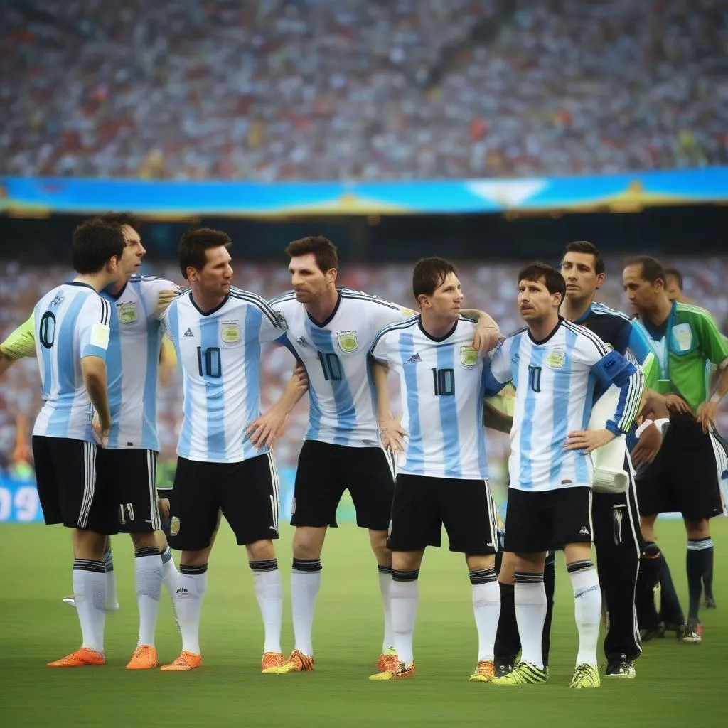 Lionel Messi và đồng đội Argentina trong trận chung kết World Cup 2014