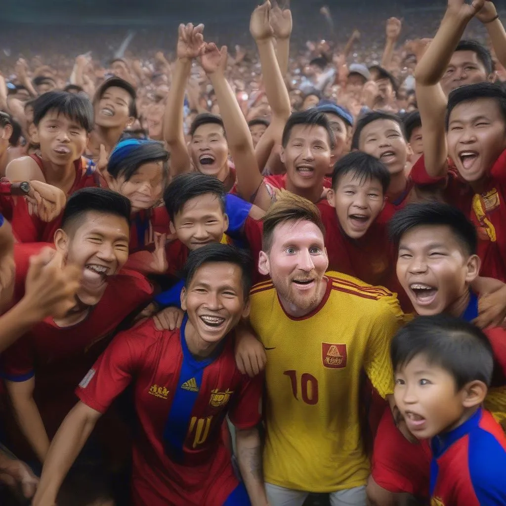 Hình ảnh các cầu thủ bóng đá Việt Nam  hỗ trợ và cổ vũ Messi 