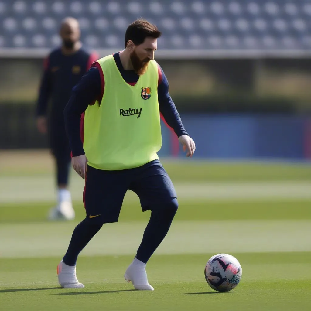 Messi tập luyện chăm chỉ ở Barcelona