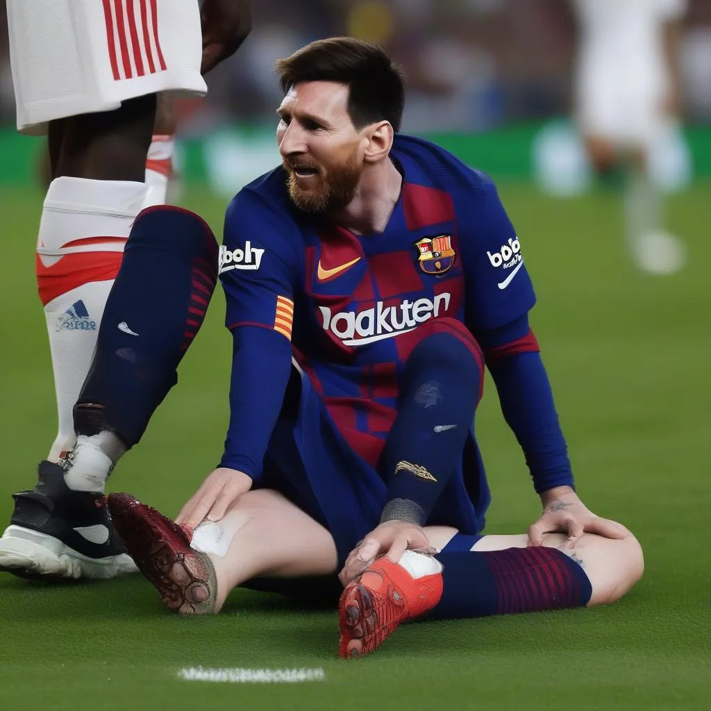 Messi bị chấn thương bong gân chân trong trận đấu