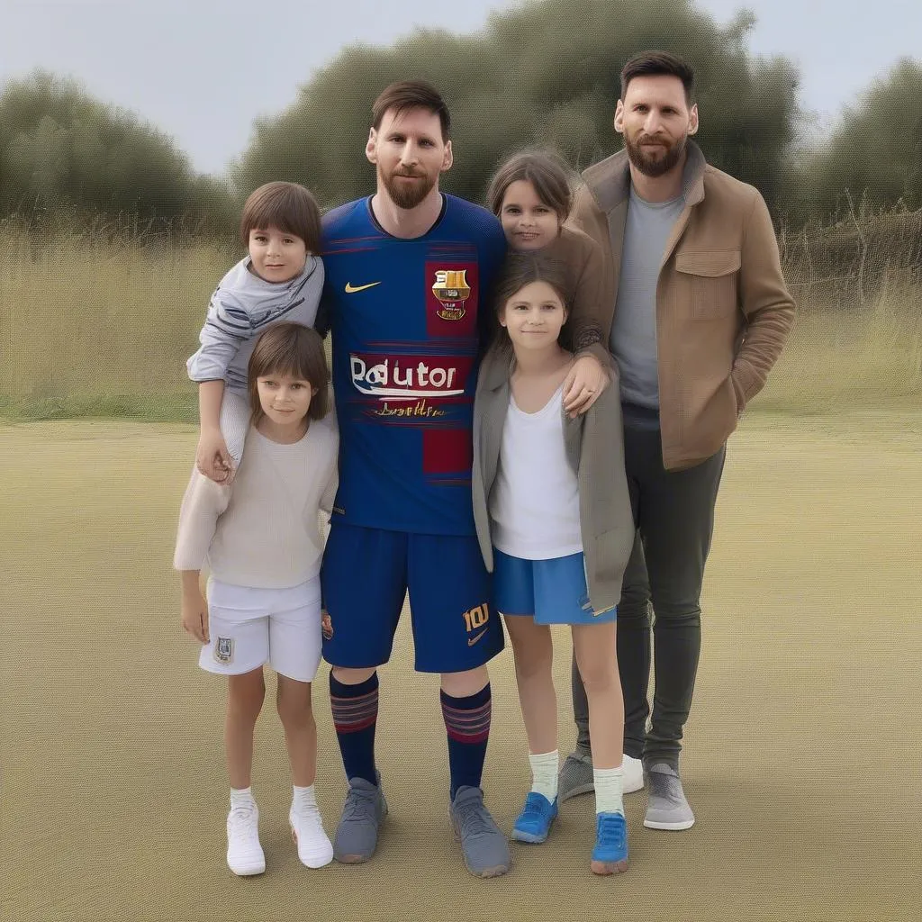 Bức ảnh Lionel Messi chụp cùng gia đình, trong đó có bố mẹ và anh trai của Messi