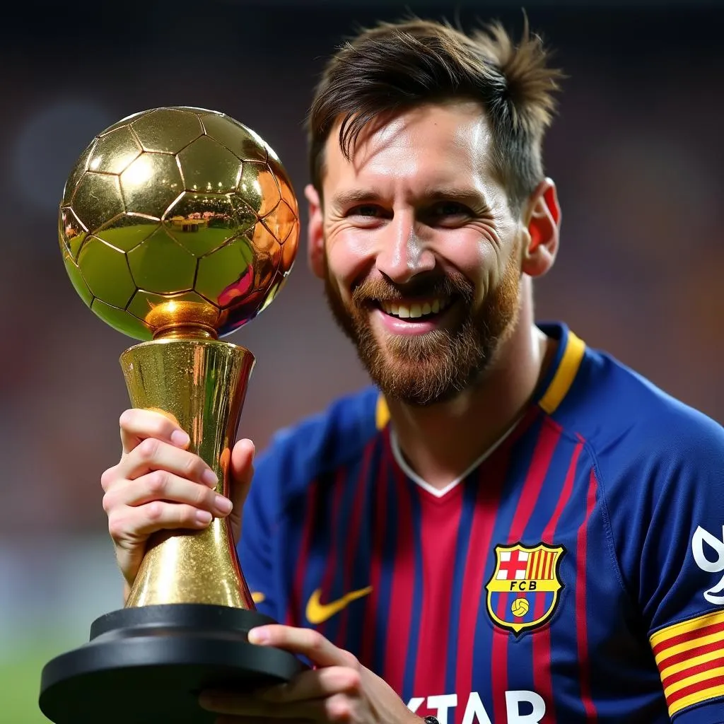 Lionel Messi nâng cao Quả Bóng Vàng thứ 7 - kỷ lục vô tiền khoáng hậu