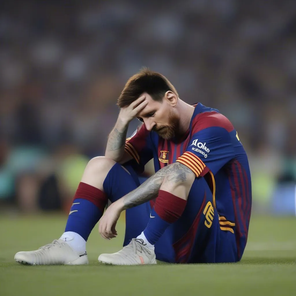 Messi Buồn Bã Trên Sân Cỏ