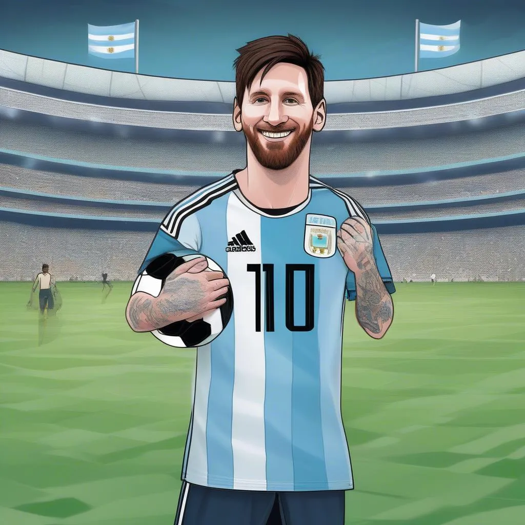 Messi trong bộ đồ hoạt hình World Cup 2018