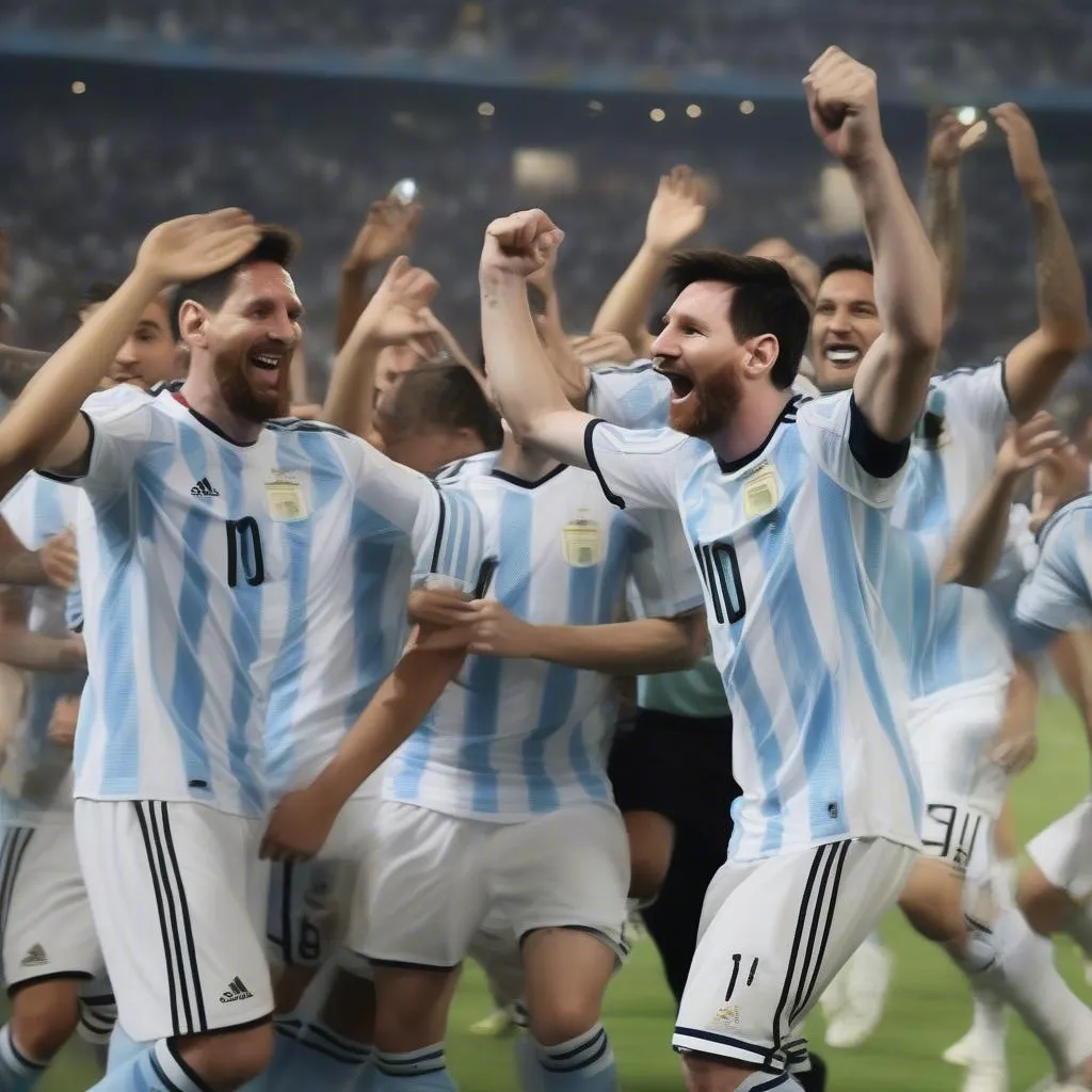 Lionel Messi celebrating a goal during the World Cup