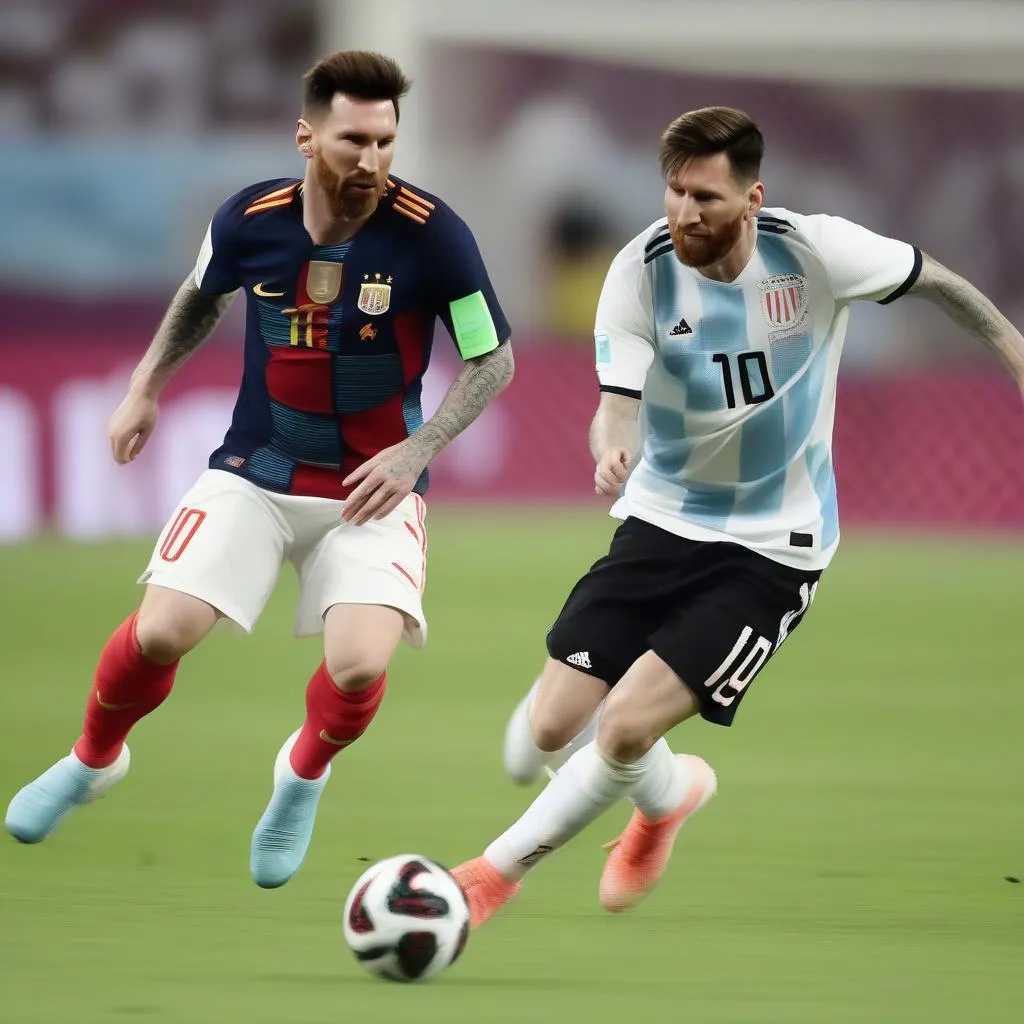 Messi chạy bóng với bóng trong chân