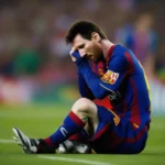 Hình ảnh Lionel Messi gặp chấn thương gân kheo năm 2013