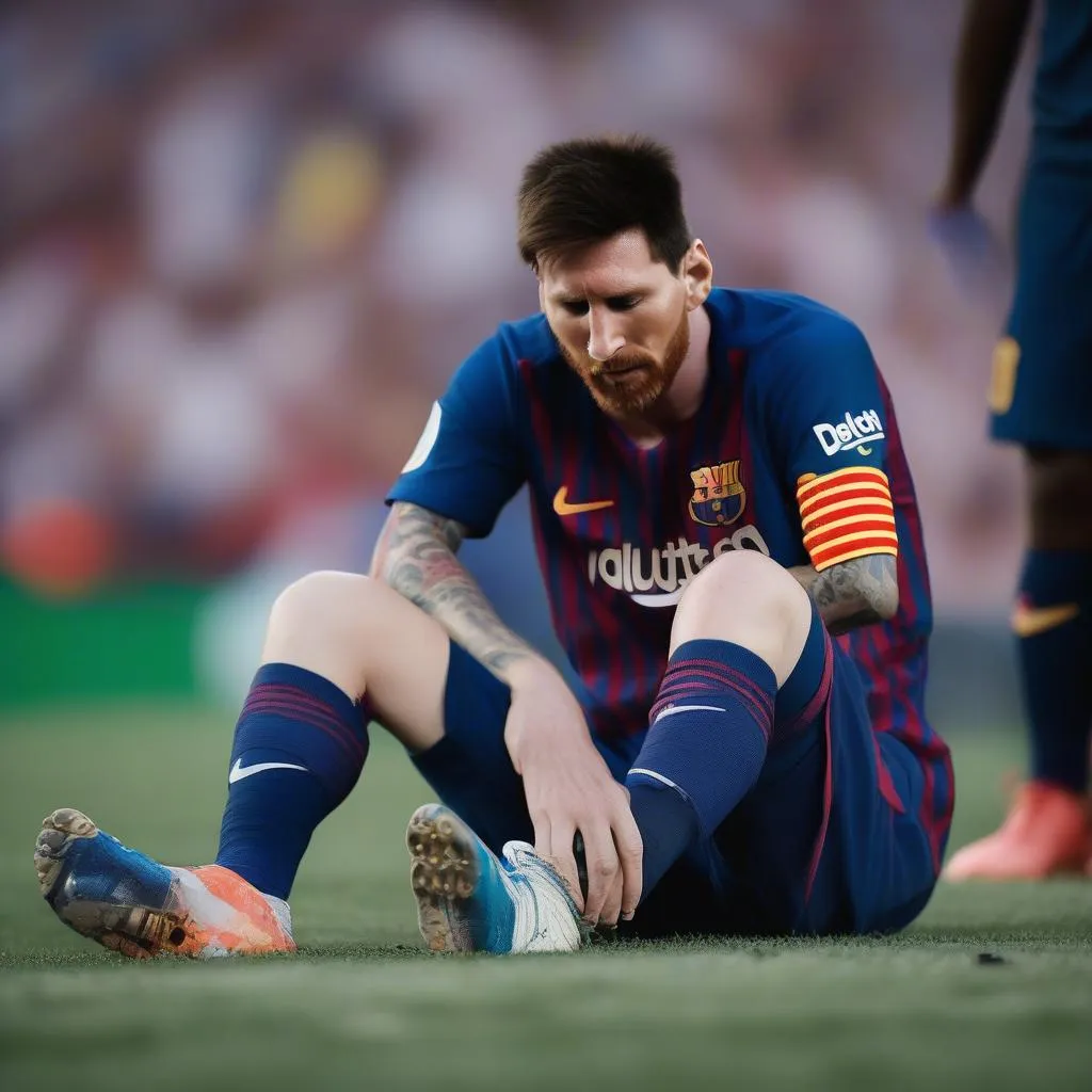 Hình ảnh Messi khi bị chấn thương