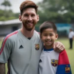 Messi chụp ảnh cùng Channathipp, "cậu bé vàng" của bóng đá Thái Lan