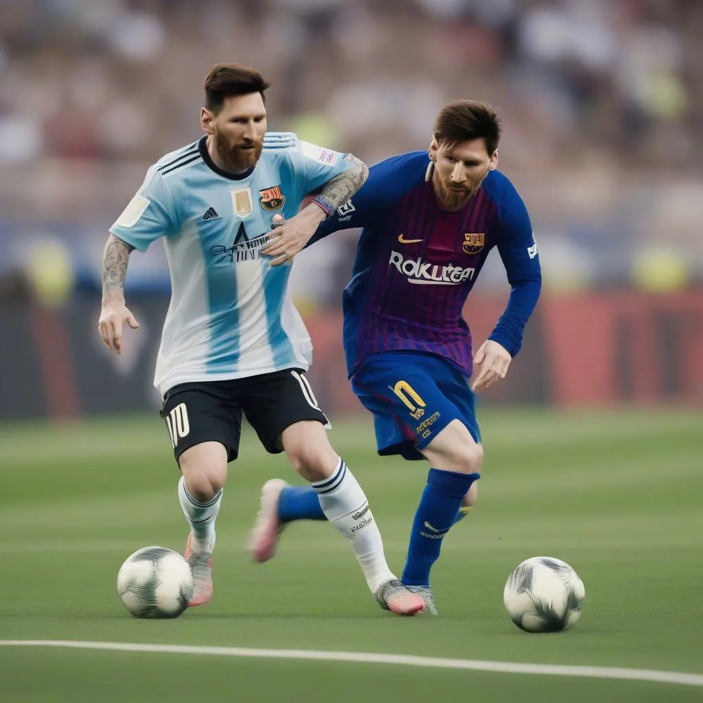 Messi chuyền bóng qua đối thủ