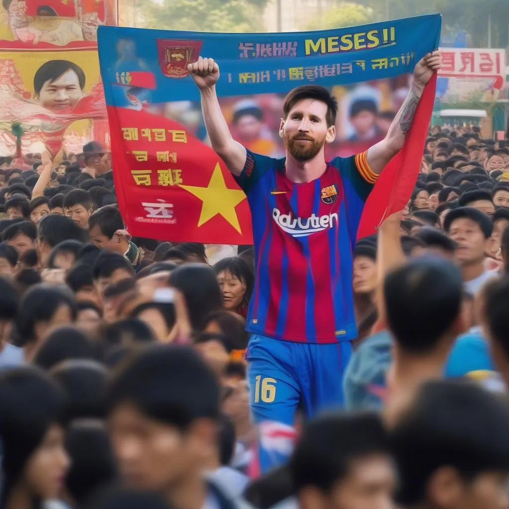 Một người hâm mộ bóng đá Việt Nam đang cổ vũ cho Messi với niềm tin rằng anh ấy cũng chỉ là con người.