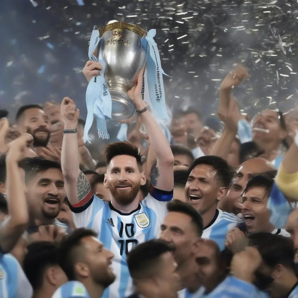 Hình ảnh Messi ăn mừng chức vô địch Copa America 2019