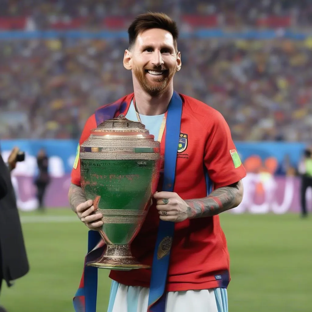 Messi nâng cao chiếc cúp Copa America 2021