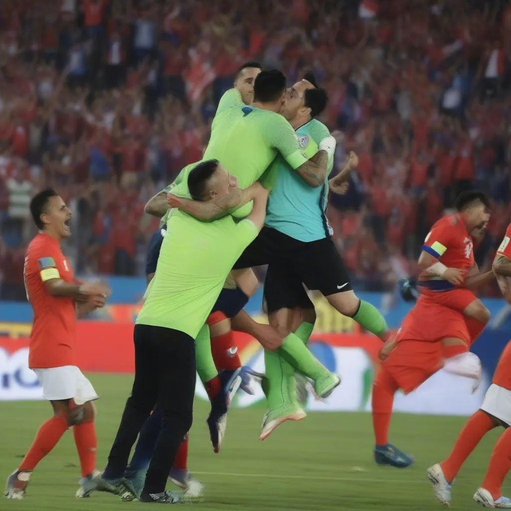 Chile Celebrating Copa America Victory After Messi Missed Penalty