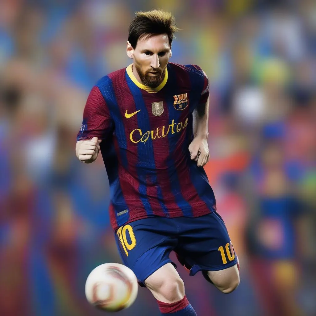 Lionel Messi dẫn bóng với kỹ thuật điêu luyện