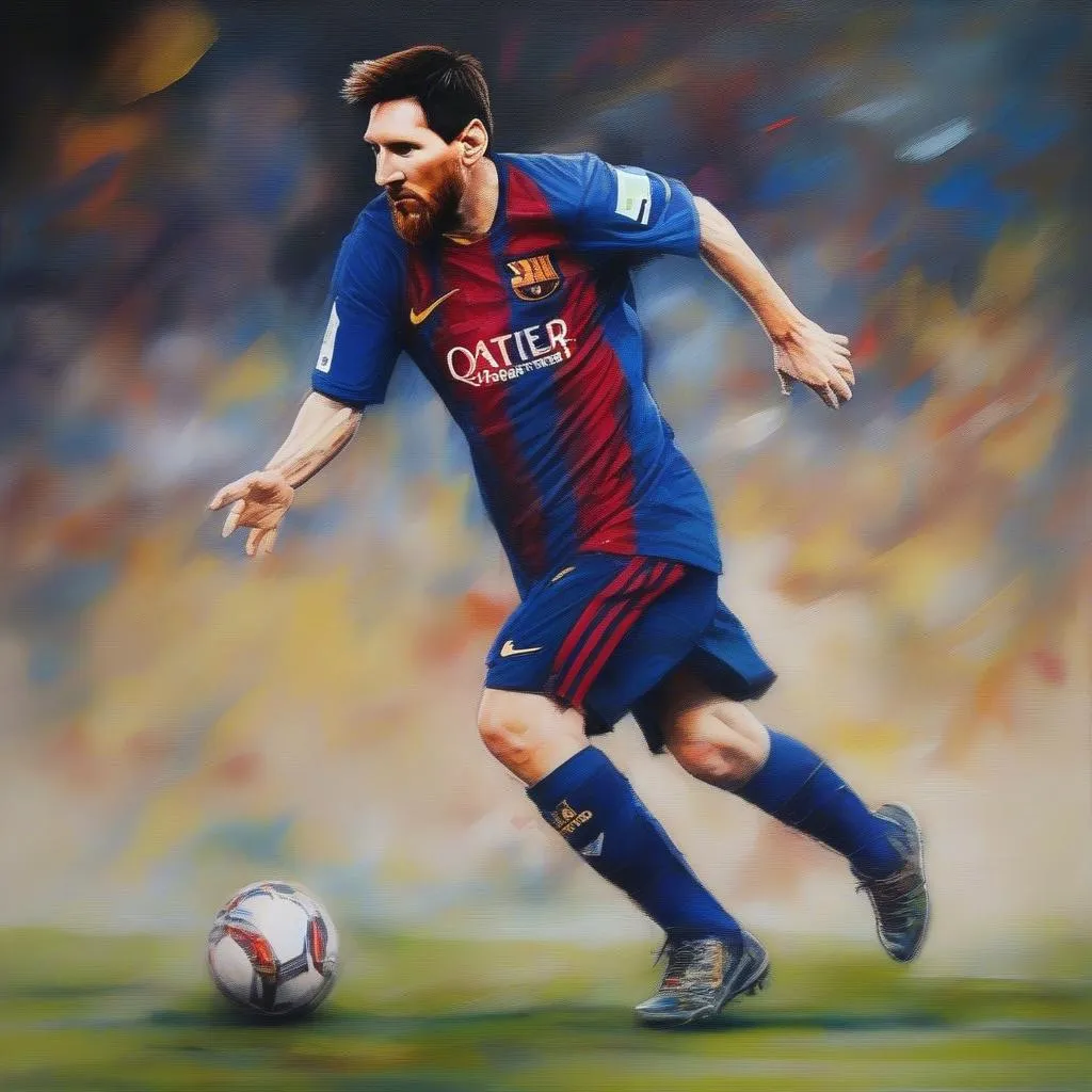 Tranh vẽ chân dung Messi đầy sống động