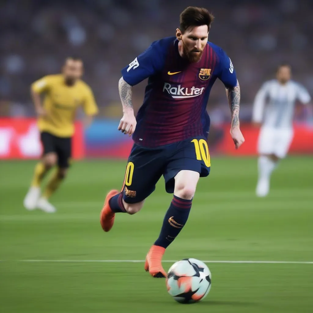 Messi đi bóng kỹ thuật qua hàng hậu vệ