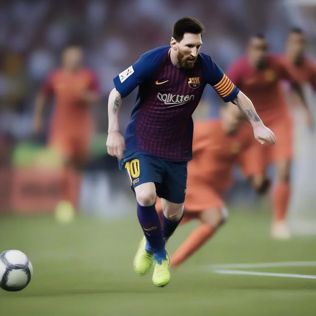 Messi đi bóng qua đối phương