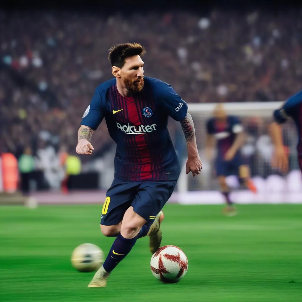 Messi đi bóng qua đối thủ