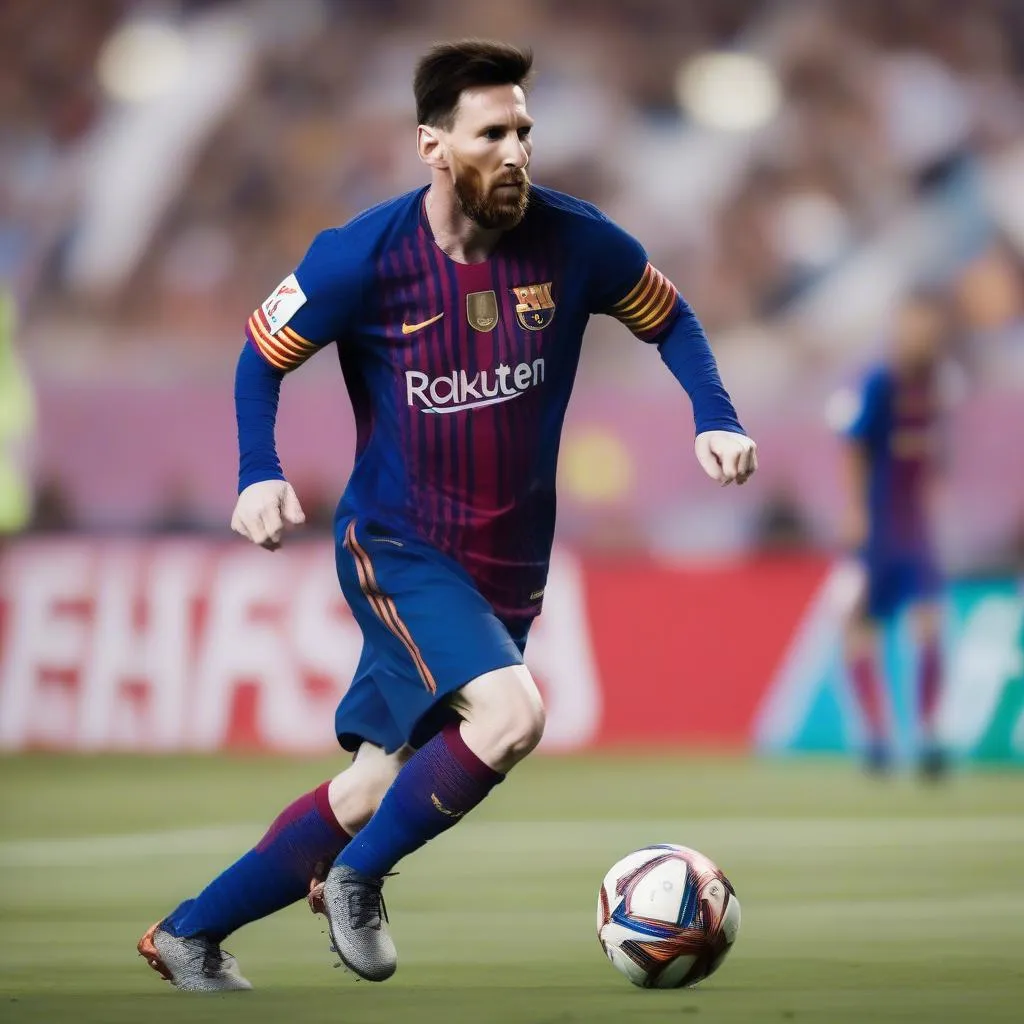 Messi đi bóng qua đối thủ